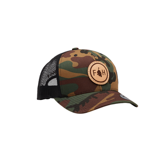 Leather Patch Trucker Hat - Camo