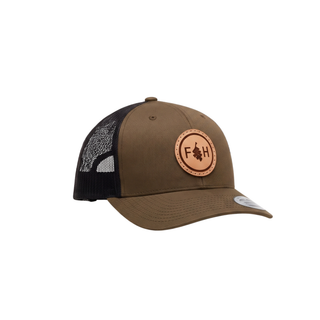 Leather Patch Trucker Hat - Coyote Brown