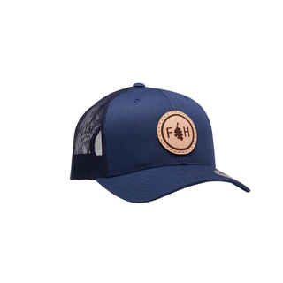 Leather Patch Trucker Hat - Navy