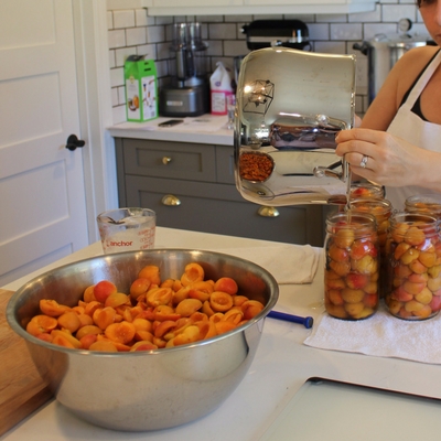 topping jars of honey vanilla packed apricots