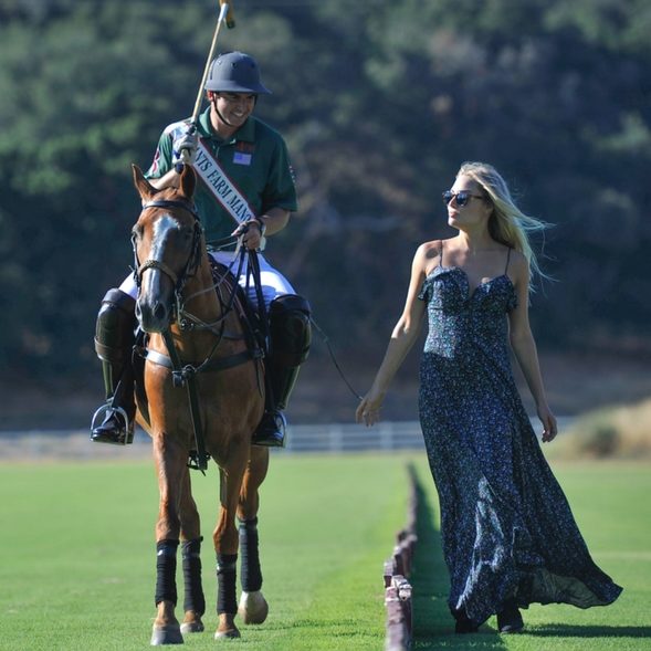 polo party game attire dresses and hats