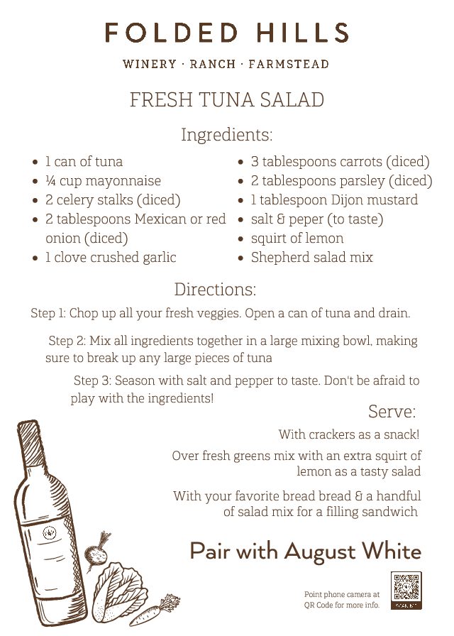 Folded Hills Recipes & Wine Pairings - Fresh Tuna Salad