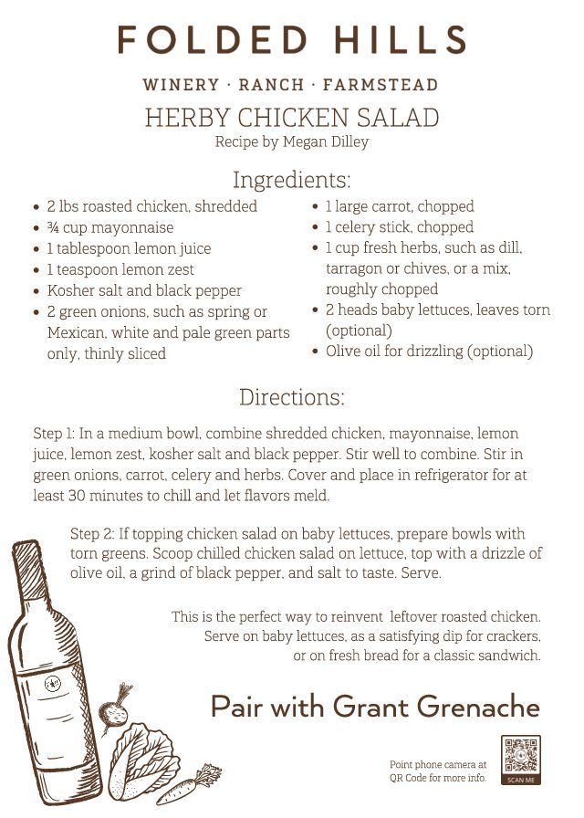 Folded Hills Recipes & Wine Pairings - Herby Chicken Salad