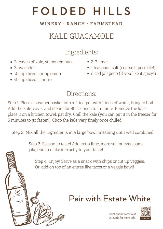 Folded Hills Recipes & Wine Pairings - Kale Guacamole