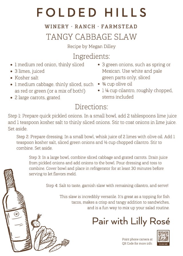 Folded Hills Soups & Slaws Recipes & Wine Pairings - Cabbage Slaw