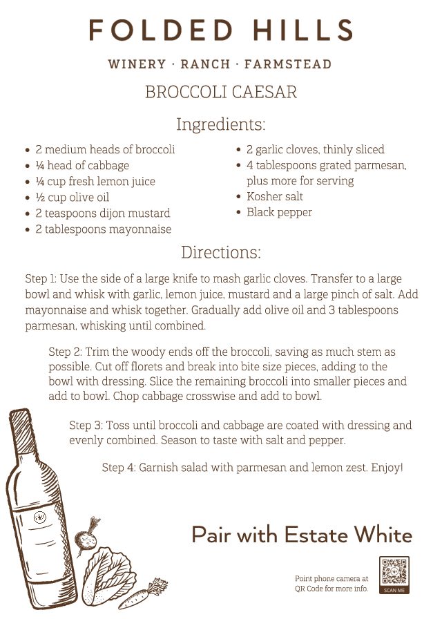 Folded Hills Recipes & Wine Pairings - Broccoli Caesar