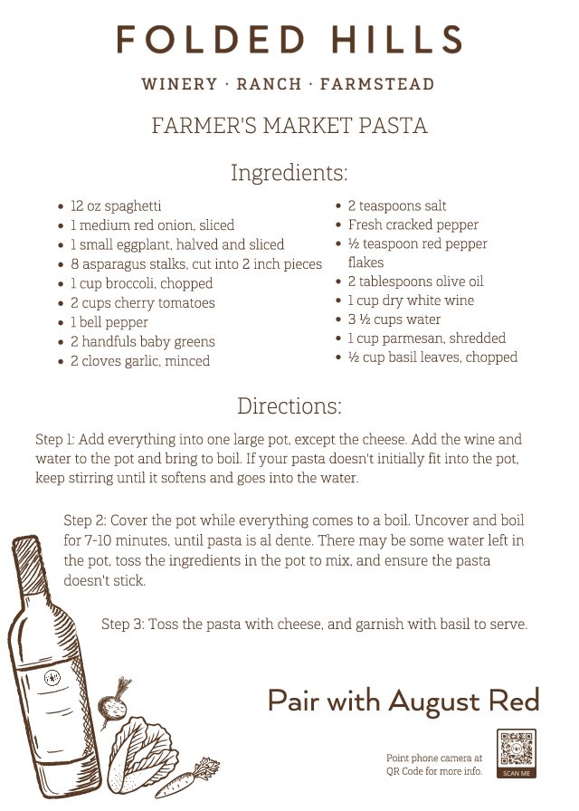 Folded Hills Recipes & Wine Pairings - Farmers Market Pasta