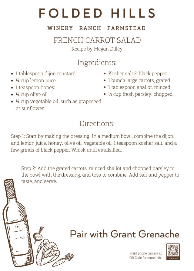 Folded Hills Recipes & Wine Pairings - French Carrot Salad