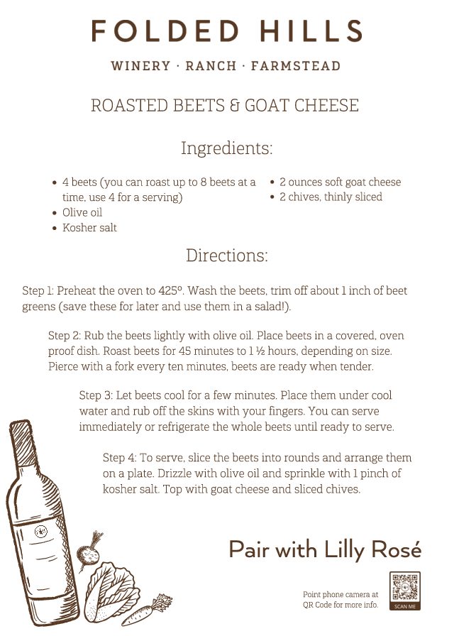 Folded Hills Recipes & Wine Pairings - Roasted Beets and Goat Cheese
