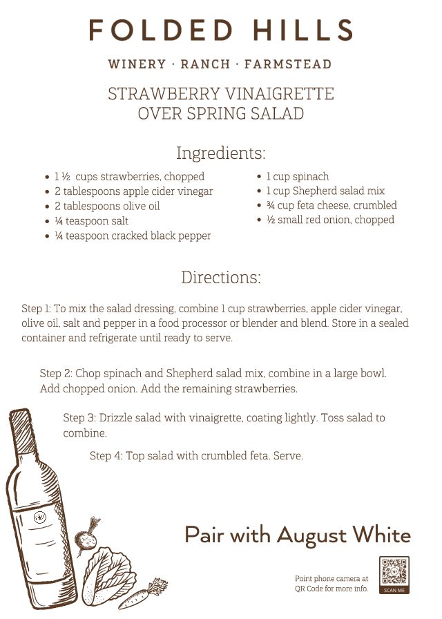 Folded Hills Recipes & Wine Pairings - Strawberry Vinaigrette over Spring Salad