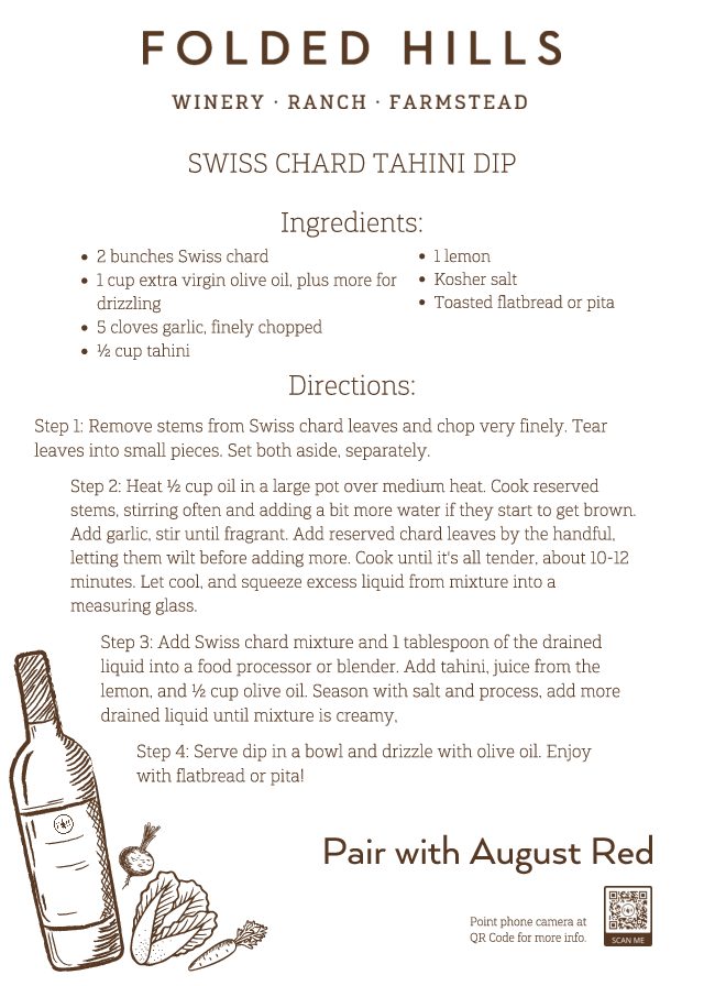 Folded Hills Recipes & Wine Pairings - Swiss Chard Tahini Dip